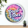 Good Vibes Tie-Dye Wall Clock | Vibrant Vintage Decor | Colorful Home Accent | Unique Gift - Image 6