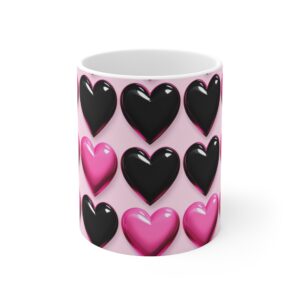 Heart Patterned Mug, Cute Gift for Valentine's Day, Unique Heart Mug for Her