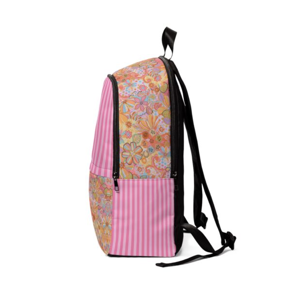 Colorful Retro, Floral and Stripes, Backpack | Cute & Unique | Functional | Back-to-School - Image 3
