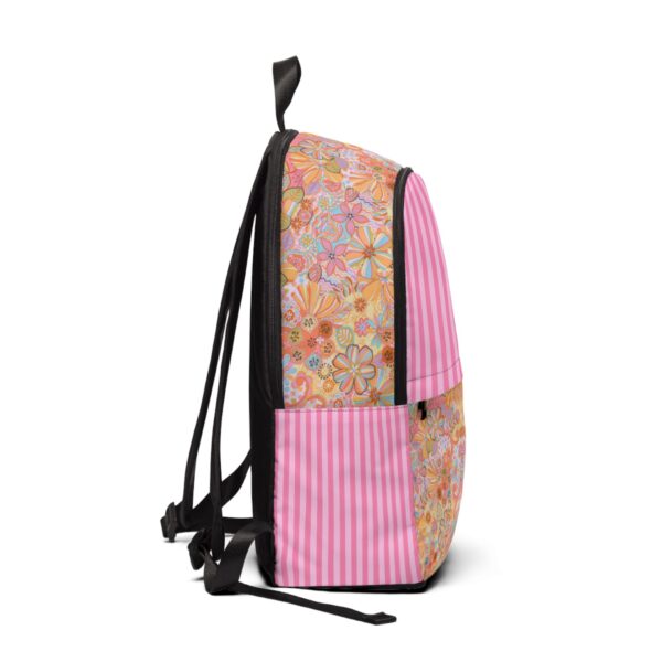 Colorful Retro, Floral and Stripes, Backpack | Cute & Unique | Functional | Back-to-School - Image 2