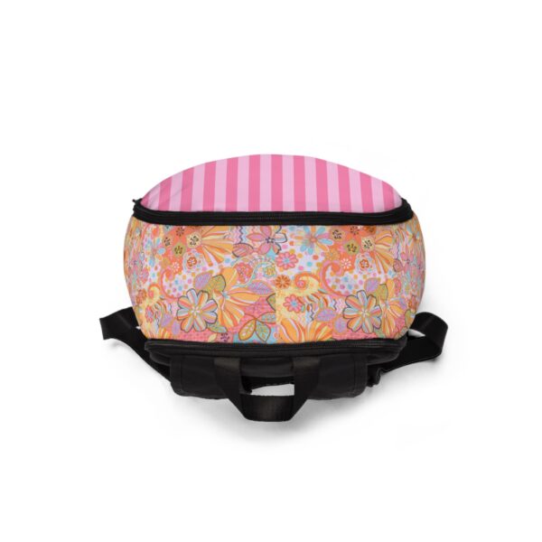 Colorful Retro, Floral and Stripes, Backpack | Cute & Unique | Functional | Back-to-School - Image 4