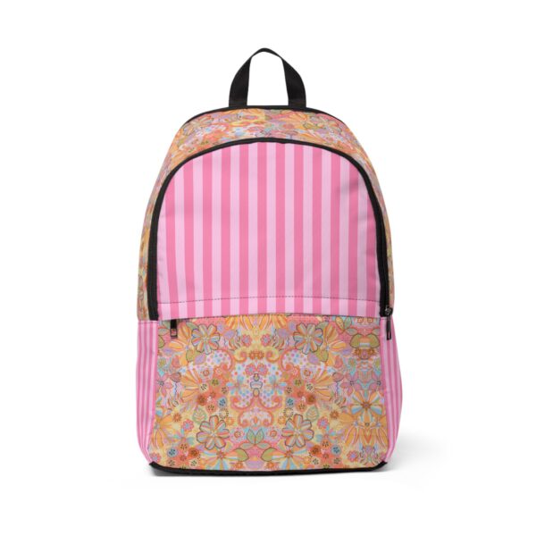 Colorful Retro, Floral and Stripes, Backpack | Cute & Unique | Functional | Back-to-School