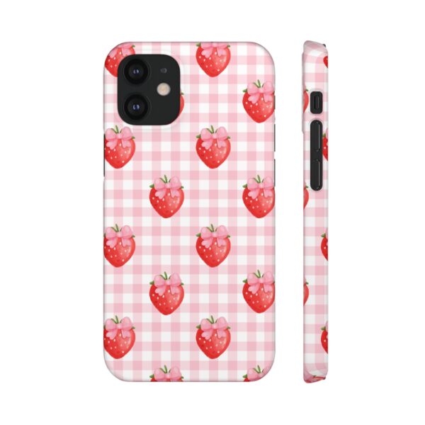 Super Cute Strawberry and Bows Snap Phone Case | Pink Gingham Pattern | Gifts for Her | Summer Accessory - Image 65