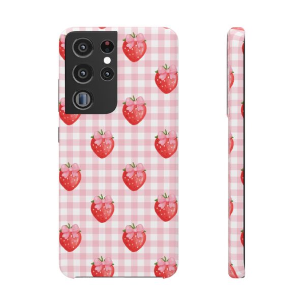 Super Cute Strawberry and Bows Snap Phone Case | Pink Gingham Pattern | Gifts for Her | Summer Accessory - Image 112