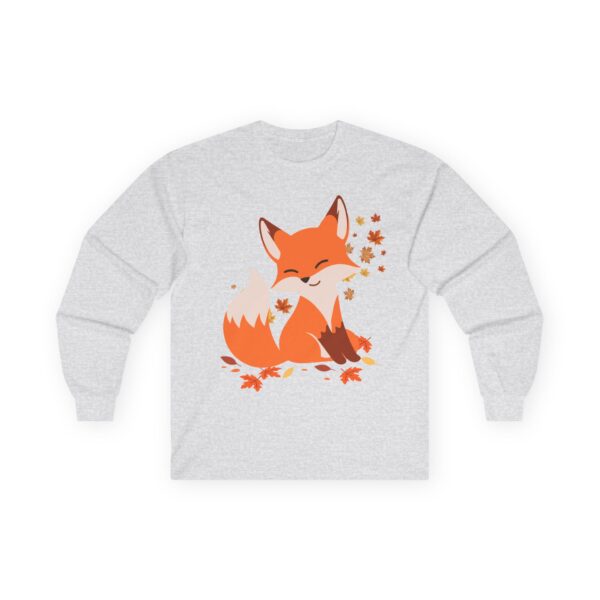 Autumn Falling Leaves, Fox Long-Sleeve Tee | Cute Fall Shirt | Nature Lover Gift | Cozy Casual Wear | Seasonal - Image 5