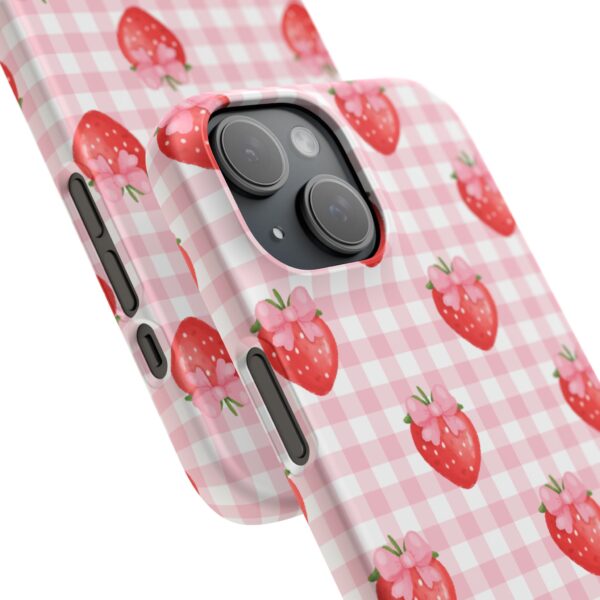 Super Cute Strawberry and Bows Snap Phone Case | Pink Gingham Pattern | Gifts for Her | Summer Accessory - Image 163