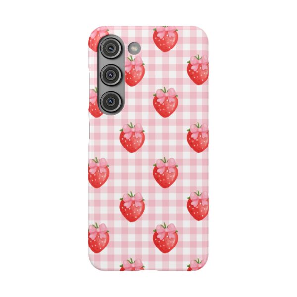 Super Cute Strawberry and Bows Snap Phone Case | Pink Gingham Pattern | Gifts for Her | Summer Accessory - Image 191
