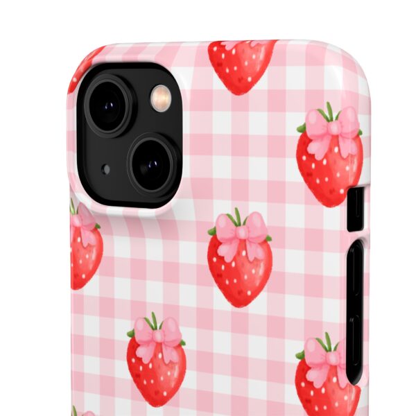 Super Cute Strawberry and Bows Snap Phone Case | Pink Gingham Pattern | Gifts for Her | Summer Accessory - Image 129
