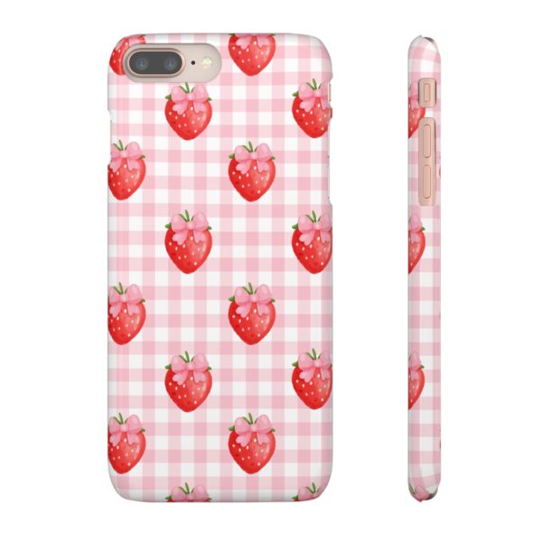 Super Cute Strawberry and Bows Snap Phone Case | Pink Gingham Pattern | Gifts for Her | Summer Accessory - Image 7