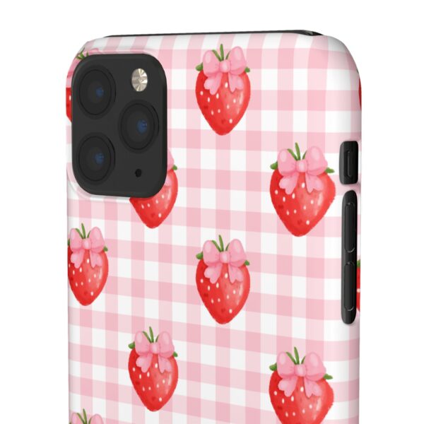 Super Cute Strawberry and Bows Snap Phone Case | Pink Gingham Pattern | Gifts for Her | Summer Accessory - Image 50