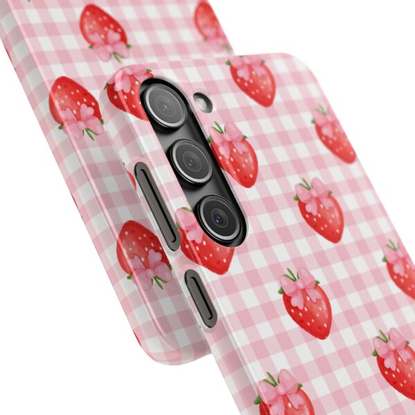 Super Cute Strawberry and Bows Snap Phone Case | Pink Gingham Pattern | Gifts for Her | Summer Accessory - Image 194