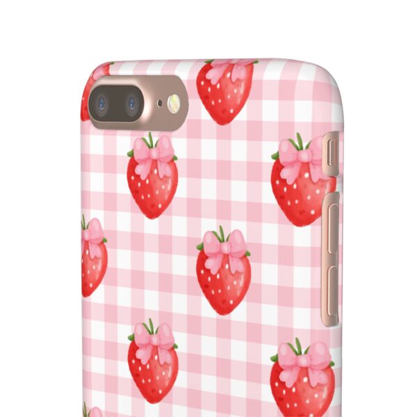 Super Cute Strawberry and Bows Snap Phone Case | Pink Gingham Pattern | Gifts for Her | Summer Accessory - Image 20