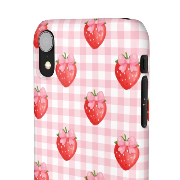Super Cute Strawberry and Bows Snap Phone Case | Pink Gingham Pattern | Gifts for Her | Summer Accessory - Image 24