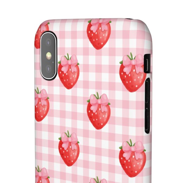 Super Cute Strawberry and Bows Snap Phone Case | Pink Gingham Pattern | Gifts for Her | Summer Accessory - Image 14