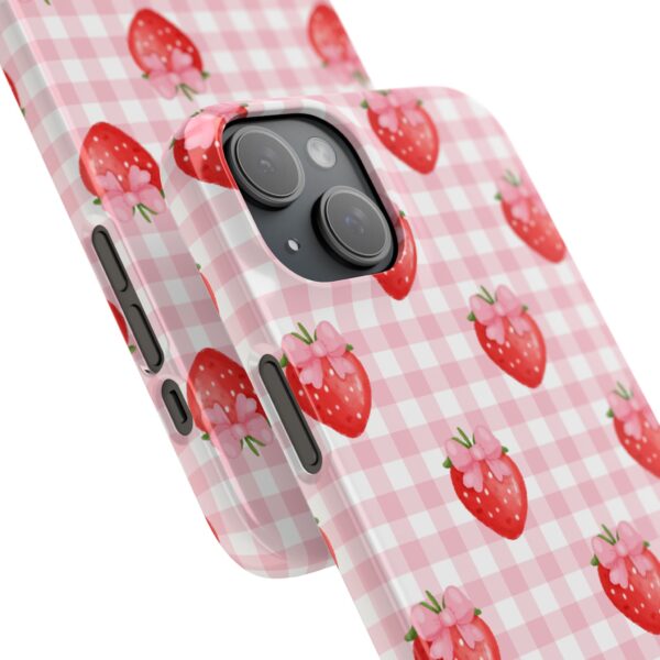 Super Cute Strawberry and Bows Snap Phone Case | Pink Gingham Pattern | Gifts for Her | Summer Accessory - Image 169
