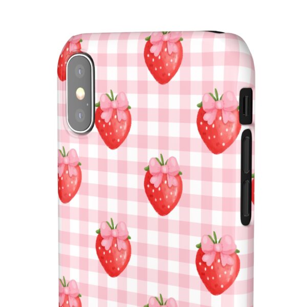 Super Cute Strawberry and Bows Snap Phone Case | Pink Gingham Pattern | Gifts for Her | Summer Accessory - Image 26