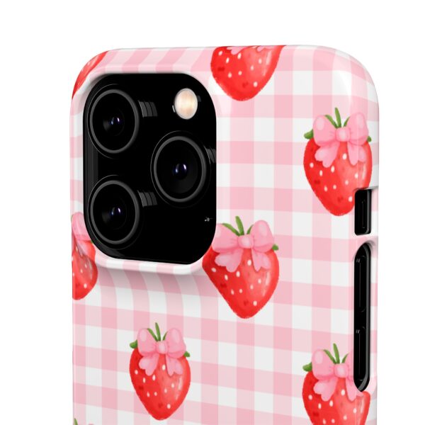Super Cute Strawberry and Bows Snap Phone Case | Pink Gingham Pattern | Gifts for Her | Summer Accessory - Image 133