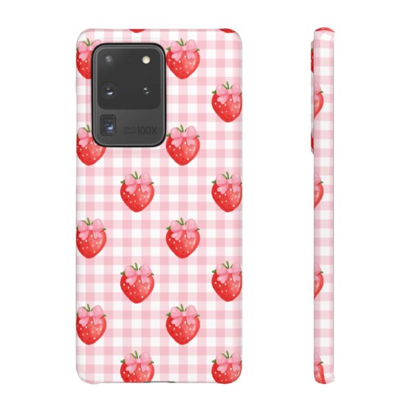 Super Cute Strawberry and Bows Snap Phone Case | Pink Gingham Pattern | Gifts for Her | Summer Accessory - Image 55