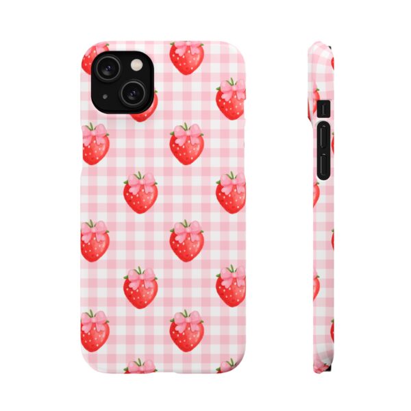 Super Cute Strawberry and Bows Snap Phone Case | Pink Gingham Pattern | Gifts for Her | Summer Accessory - Image 138