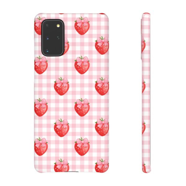 Super Cute Strawberry and Bows Snap Phone Case | Pink Gingham Pattern | Gifts for Her | Summer Accessory - Image 61