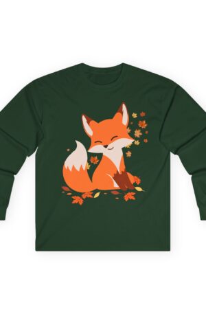 Autumn Falling Leaves, Fox Long-Sleeve Tee | Cute Fall Shirt | Nature Lover Gift | Cozy Casual Wear | Seasonal