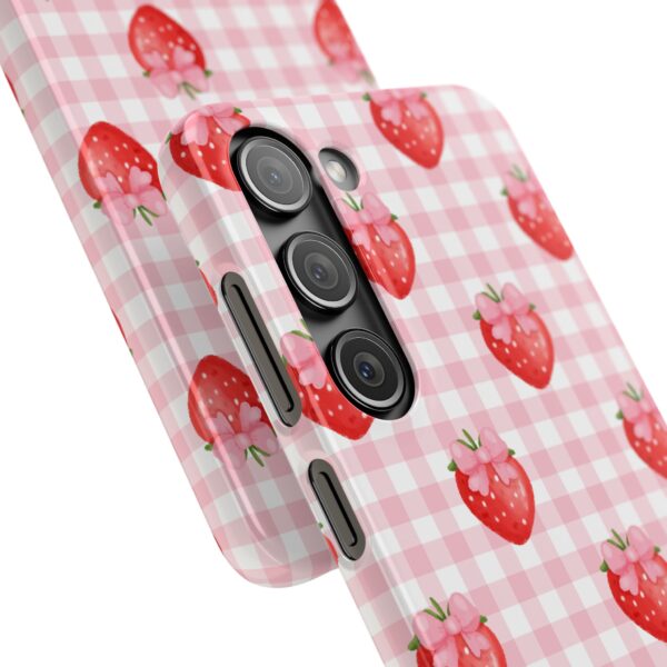 Super Cute Strawberry and Bows Snap Phone Case | Pink Gingham Pattern | Gifts for Her | Summer Accessory - Image 190