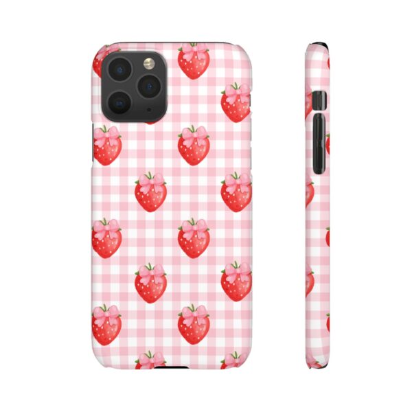 Super Cute Strawberry and Bows Snap Phone Case | Pink Gingham Pattern | Gifts for Her | Summer Accessory - Image 47