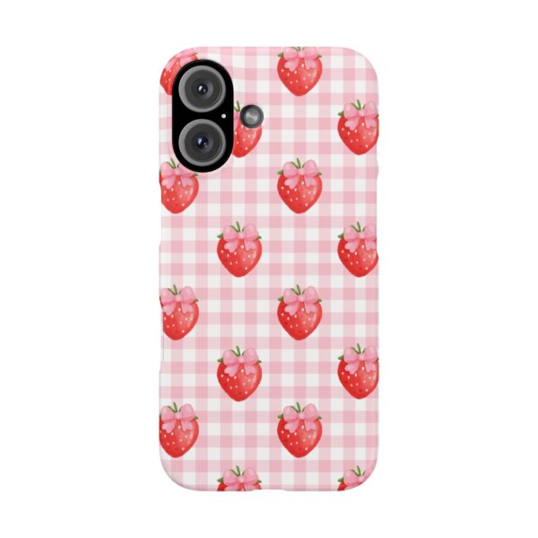 Super Cute Strawberry and Bows Snap Phone Case | Pink Gingham Pattern | Gifts for Her | Summer Accessory - Image 146