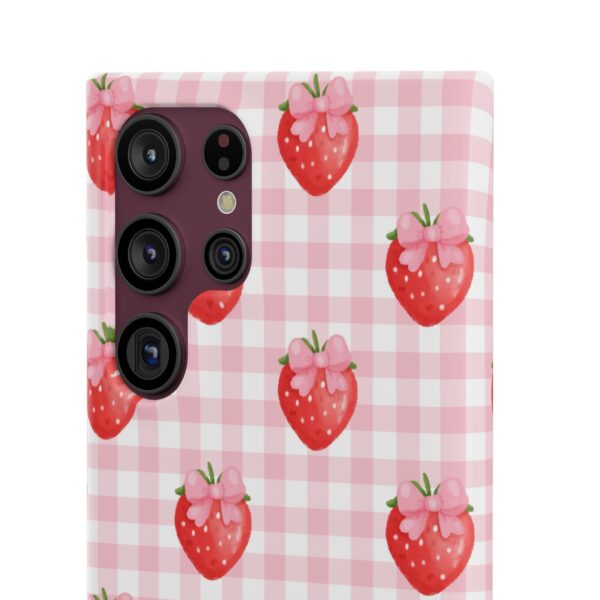 Super Cute Strawberry and Bows Snap Phone Case | Pink Gingham Pattern | Gifts for Her | Summer Accessory - Image 125