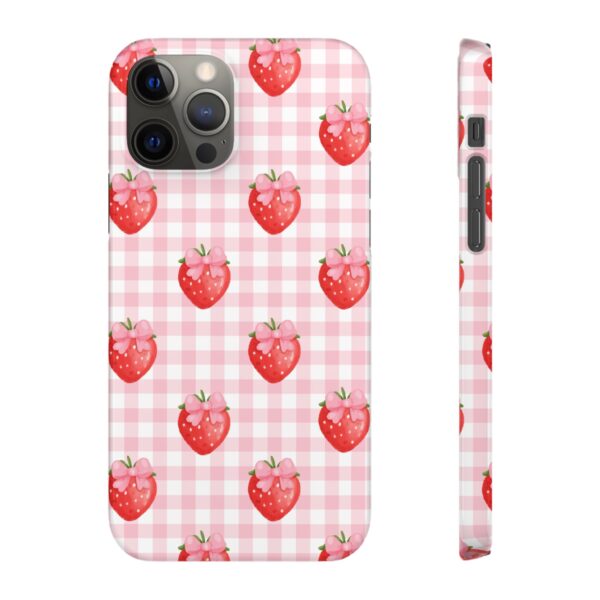 Super Cute Strawberry and Bows Snap Phone Case | Pink Gingham Pattern | Gifts for Her | Summer Accessory - Image 71