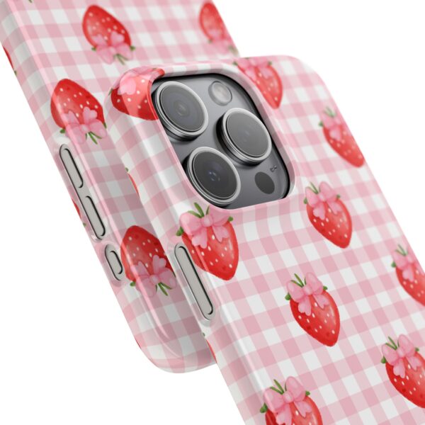 Super Cute Strawberry and Bows Snap Phone Case | Pink Gingham Pattern | Gifts for Her | Summer Accessory - Image 173