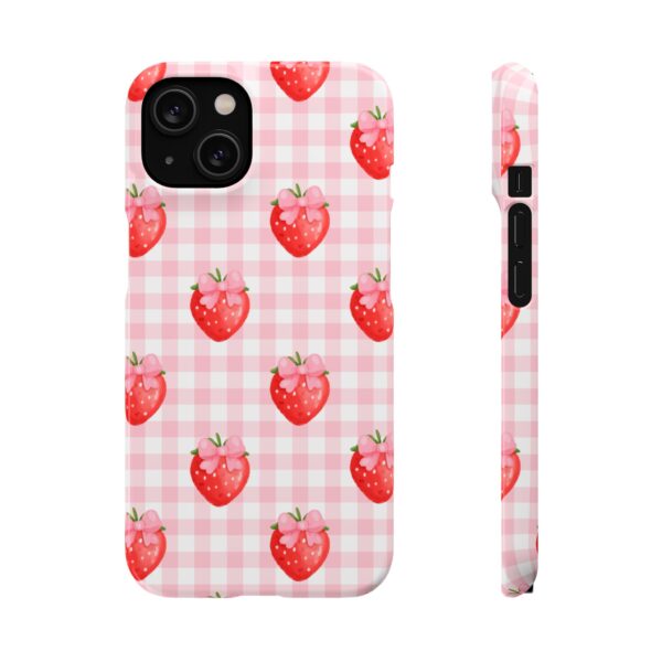 Super Cute Strawberry and Bows Snap Phone Case | Pink Gingham Pattern | Gifts for Her | Summer Accessory - Image 128