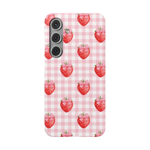 Super Cute Strawberry and Bows Snap Phone Case | Pink Gingham Pattern | Gifts for Her | Summer Accessory - Image 179