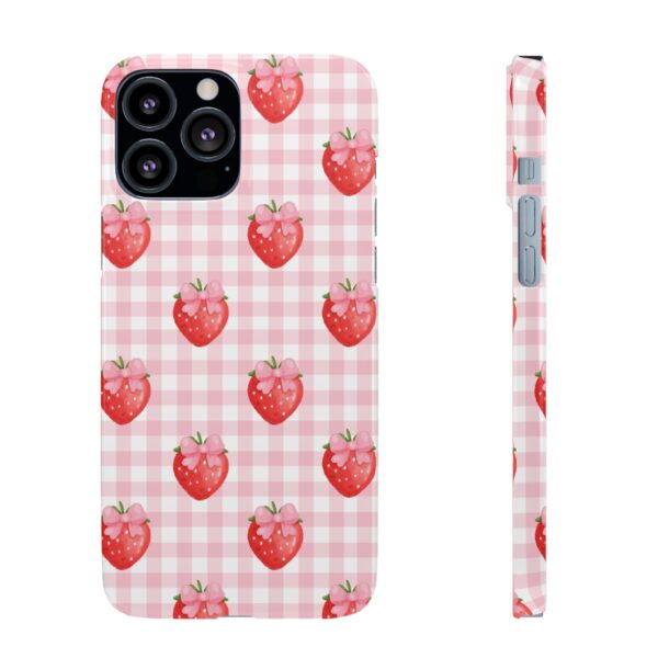 Super Cute Strawberry and Bows Snap Phone Case | Pink Gingham Pattern | Gifts for Her | Summer Accessory - Image 89
