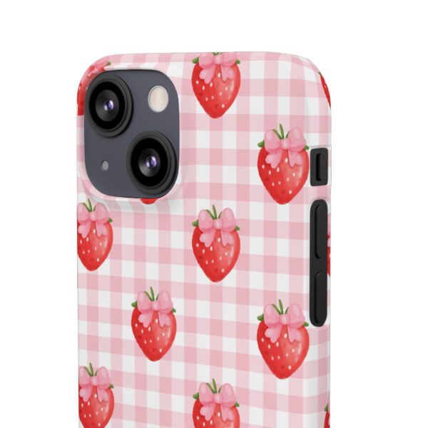 Super Cute Strawberry and Bows Snap Phone Case | Pink Gingham Pattern | Gifts for Her | Summer Accessory - Image 86
