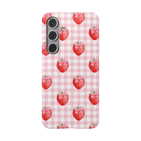 Super Cute Strawberry and Bows Snap Phone Case | Pink Gingham Pattern | Gifts for Her | Summer Accessory - Image 177