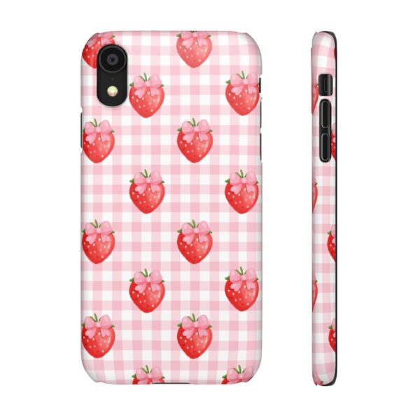 Super Cute Strawberry and Bows Snap Phone Case | Pink Gingham Pattern | Gifts for Her | Summer Accessory - Image 29