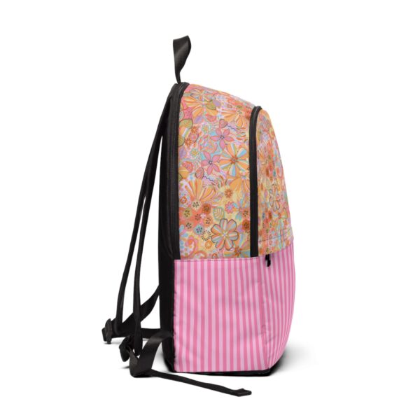Colorful Retro Floral and Stripes Backpack | Super Cute | Functional | Back-to-School - Image 2
