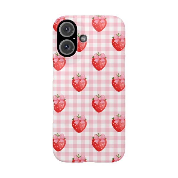 Super Cute Strawberry and Bows Snap Phone Case | Pink Gingham Pattern | Gifts for Her | Summer Accessory - Image 144
