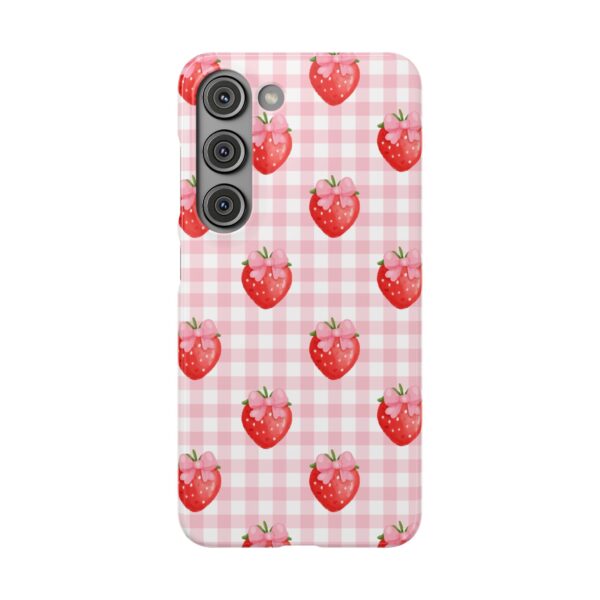 Super Cute Strawberry and Bows Snap Phone Case | Pink Gingham Pattern | Gifts for Her | Summer Accessory - Image 189