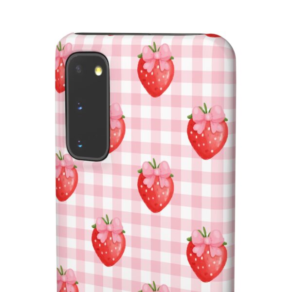 Super Cute Strawberry and Bows Snap Phone Case | Pink Gingham Pattern | Gifts for Her | Summer Accessory - Image 54
