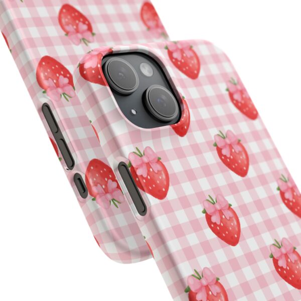Super Cute Strawberry and Bows Snap Phone Case | Pink Gingham Pattern | Gifts for Her | Summer Accessory - Image 171