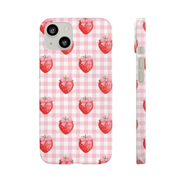 Super Cute Strawberry and Bows Snap Phone Case | Pink Gingham Pattern | Gifts for Her | Summer Accessory - Image 81