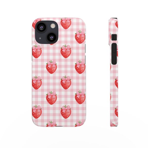 Super Cute Strawberry and Bows Snap Phone Case | Pink Gingham Pattern | Gifts for Her | Summer Accessory - Image 85