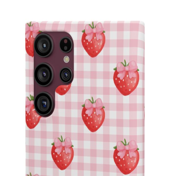 Super Cute Strawberry and Bows Snap Phone Case | Pink Gingham Pattern | Gifts for Her | Summer Accessory - Image 127