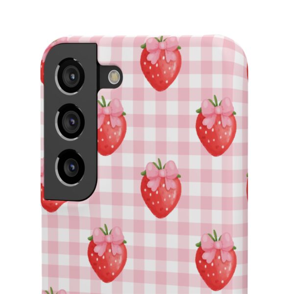 Super Cute Strawberry and Bows Snap Phone Case | Pink Gingham Pattern | Gifts for Her | Summer Accessory - Image 119