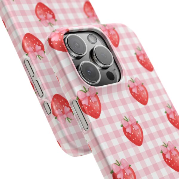 Super Cute Strawberry and Bows Snap Phone Case | Pink Gingham Pattern | Gifts for Her | Summer Accessory - Image 159