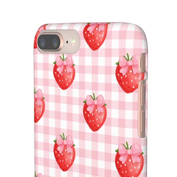 Super Cute Strawberry and Bows Snap Phone Case | Pink Gingham Pattern | Gifts for Her | Summer Accessory - Image 10