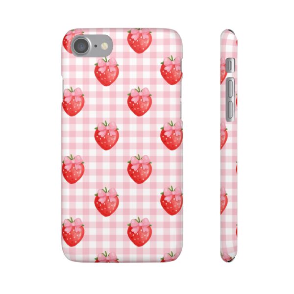 Super Cute Strawberry and Bows Snap Phone Case | Pink Gingham Pattern | Gifts for Her | Summer Accessory - Image 15