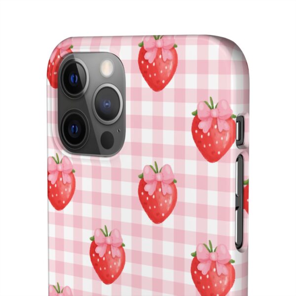 Super Cute Strawberry and Bows Snap Phone Case | Pink Gingham Pattern | Gifts for Her | Summer Accessory - Image 72